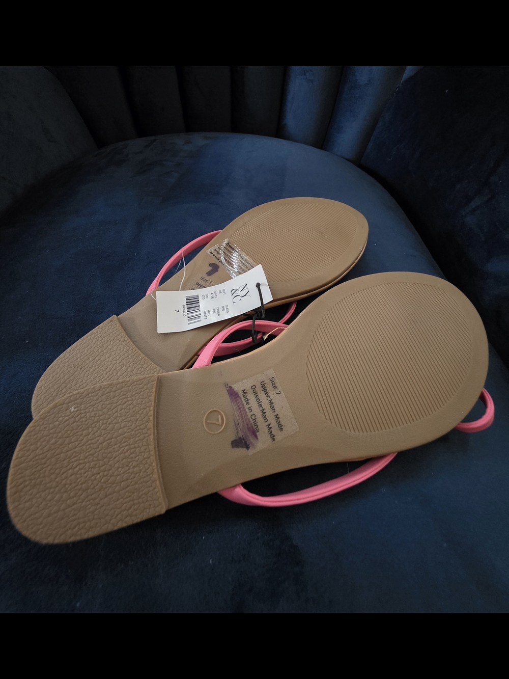 New York & Company Coral Pink Bow Toe-Post Sandals - Picture 6 of 6
